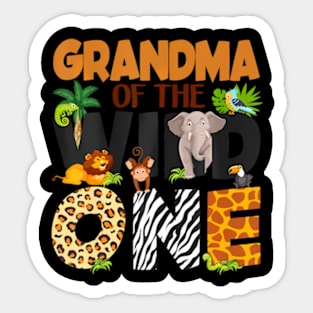 Grandma Of The Birthday Wild One Safari Boy Family Sticker